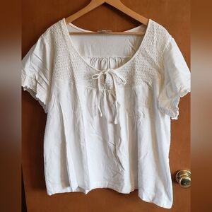 Fashion Bug White Peasant Top Boho Plus Size